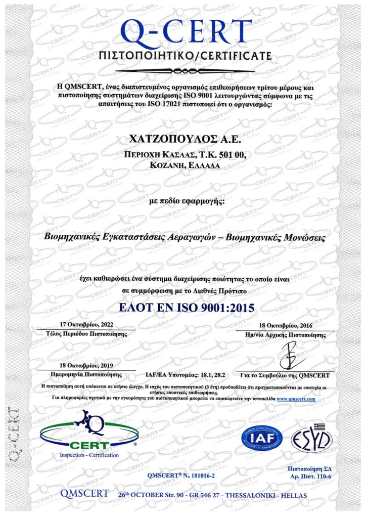 CERTIFICATE GR CHATZOPOULOS SA ISO 9001